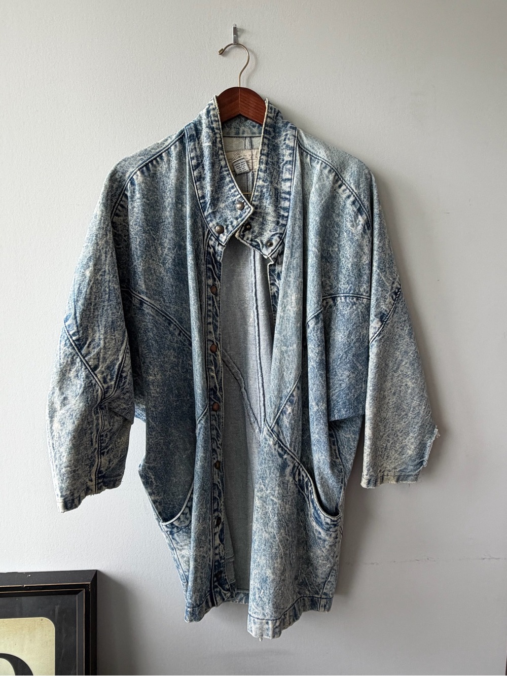 Oversized Acid Wash Denim Jacket - Light Blue